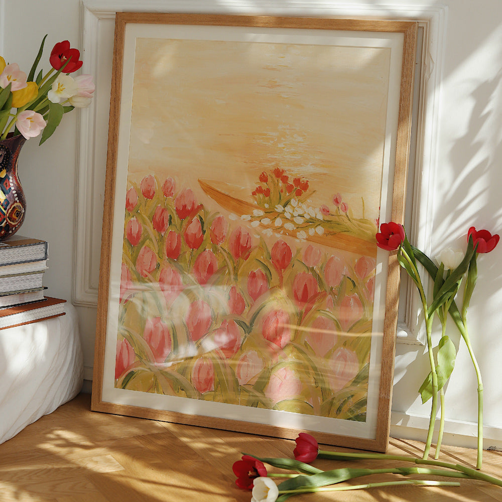 tulip boat poster & frame SET