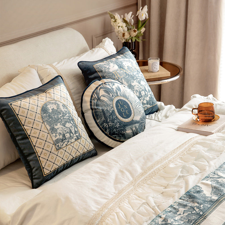 3design blue retro forest cushion