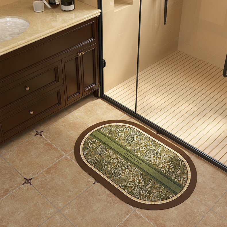 green blooming bath mat