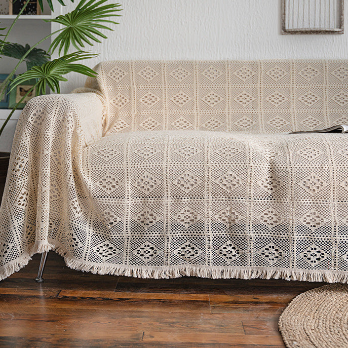 white lace net sofa cover