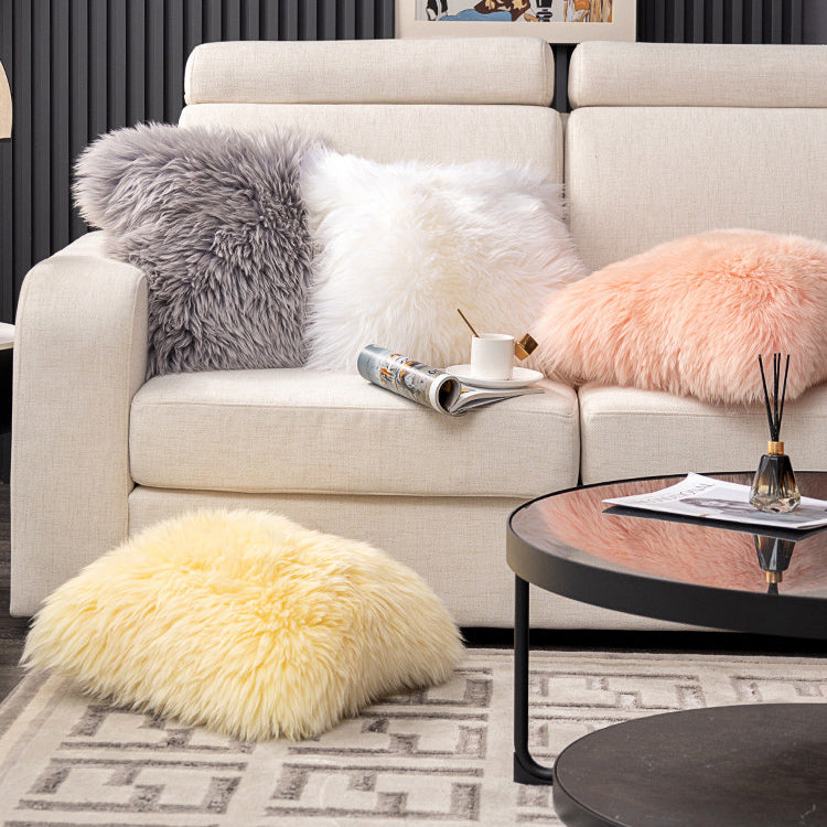 4color long fur cushion