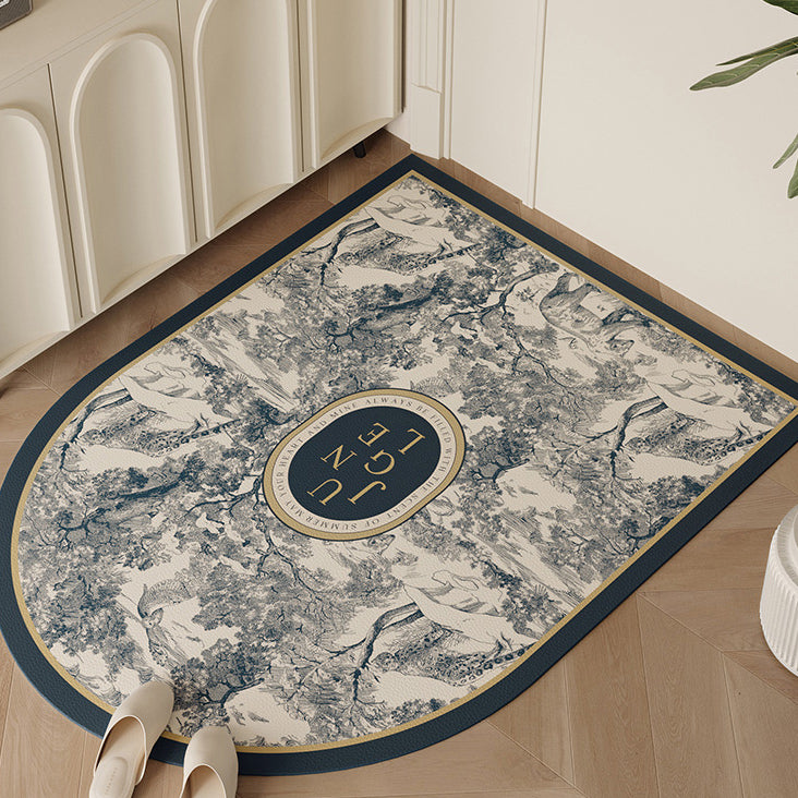 blue retro forest door mat
