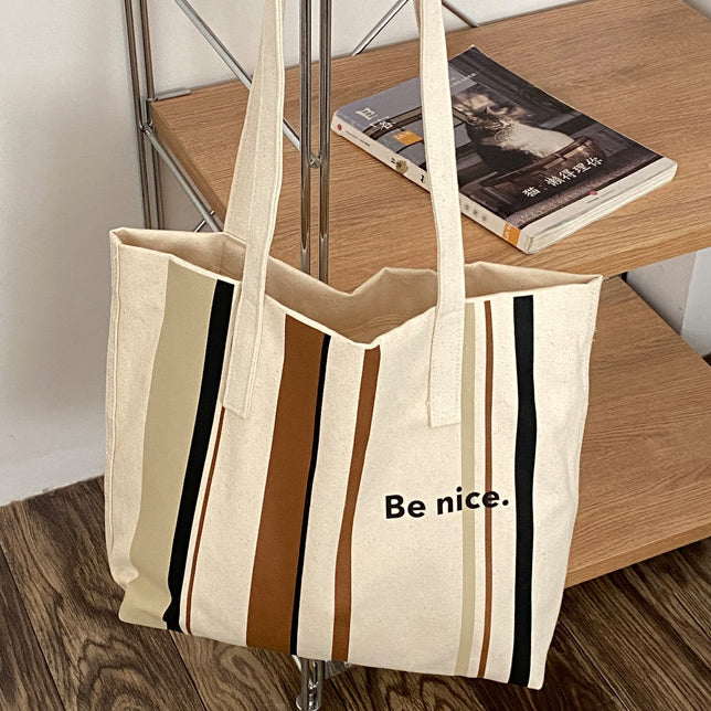 2color be nice logo tote bag