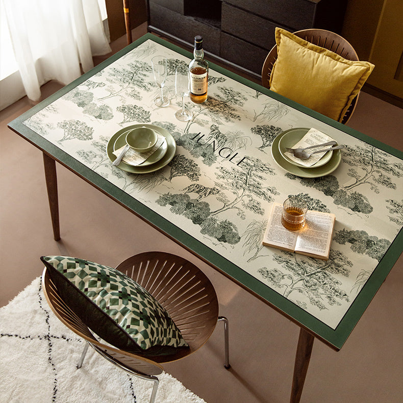2color green retro forest square table mat