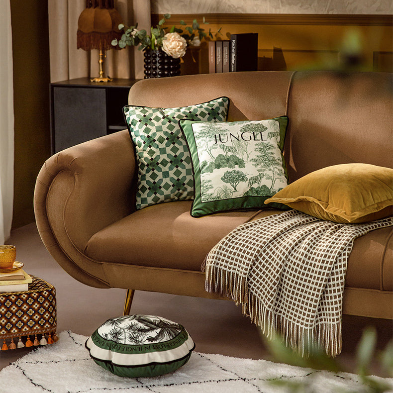 green retro forest cushion