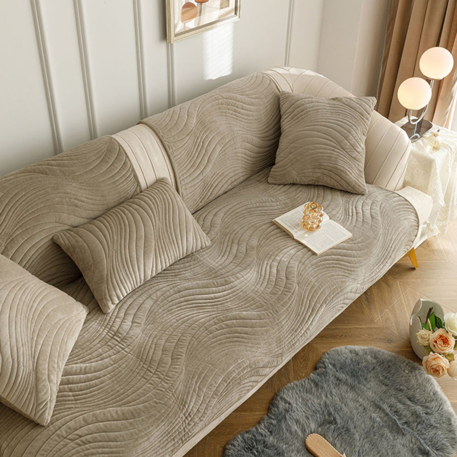 5color velvet wave sofa cover