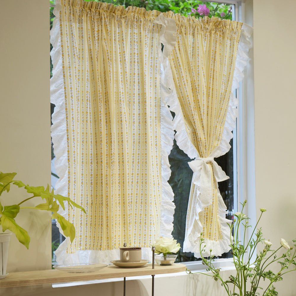 summer yellow check curtain