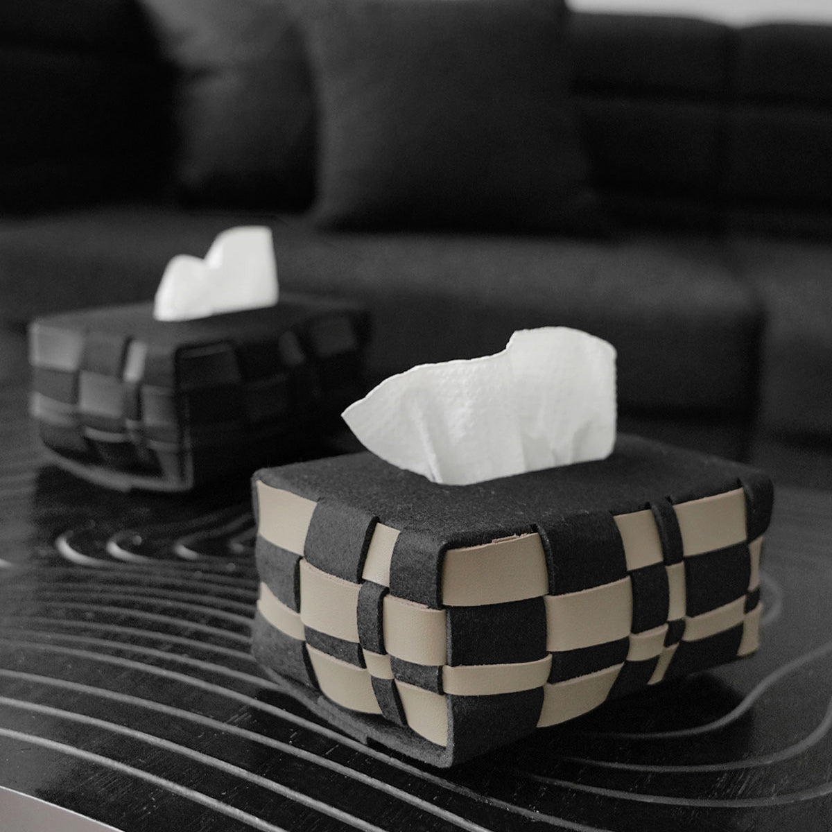 3color felt knit tissue case