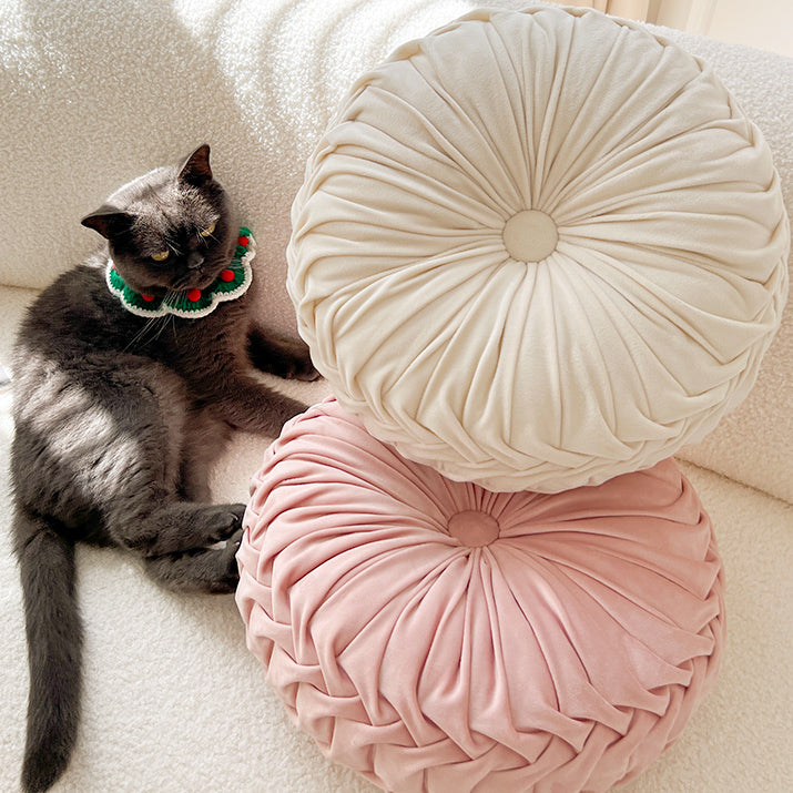2color round pleats cushion