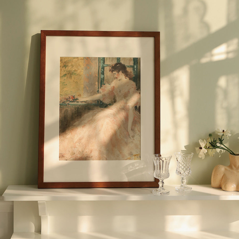 retro girl poster & frame SET