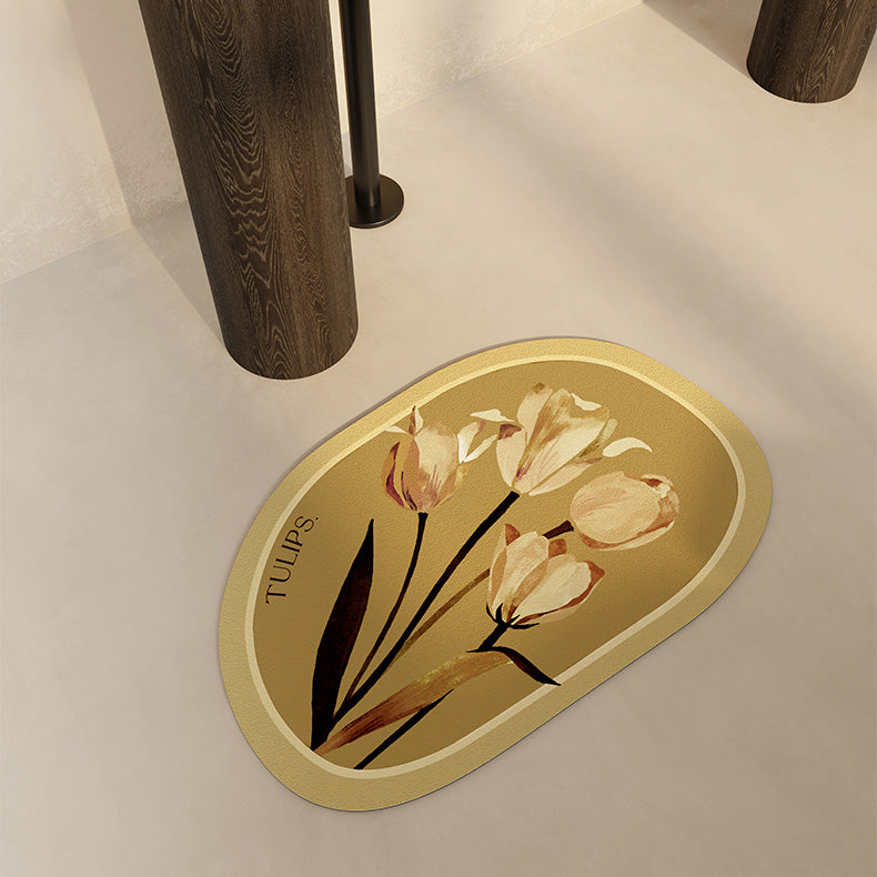 art mustard tulip bath mat