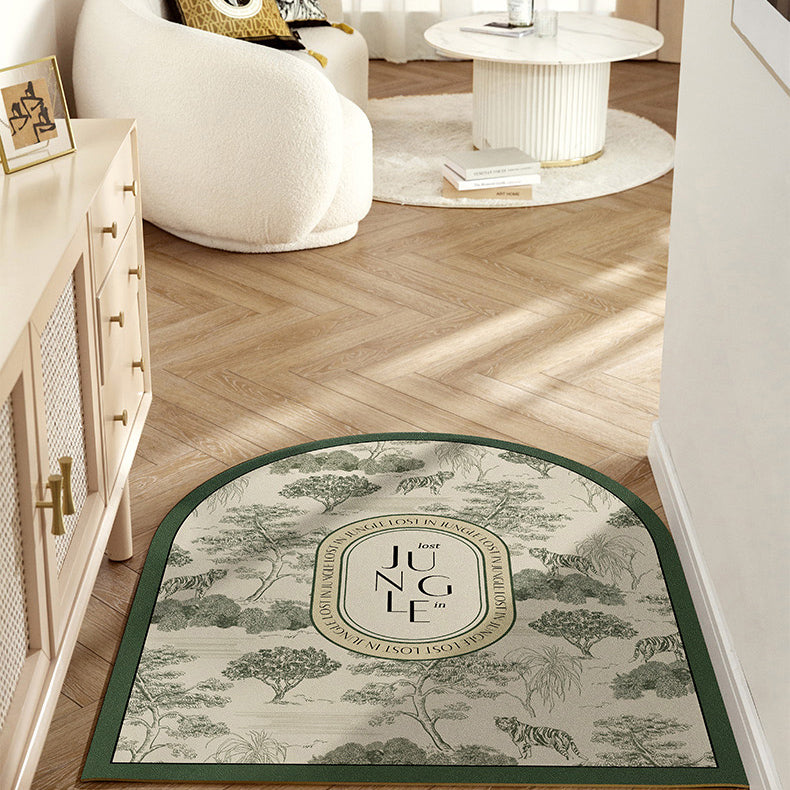 green retro forest door mat