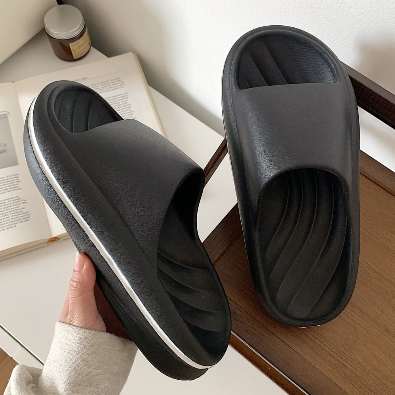 3color single line rubber roomshoes