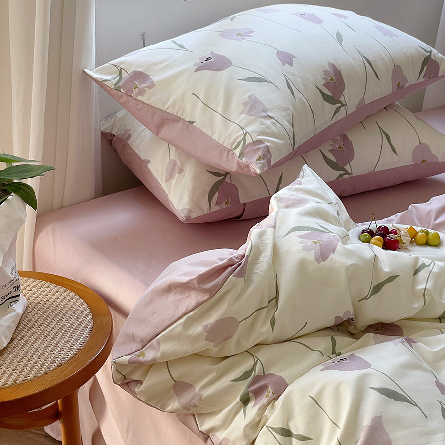 purple tulips bedlinen set