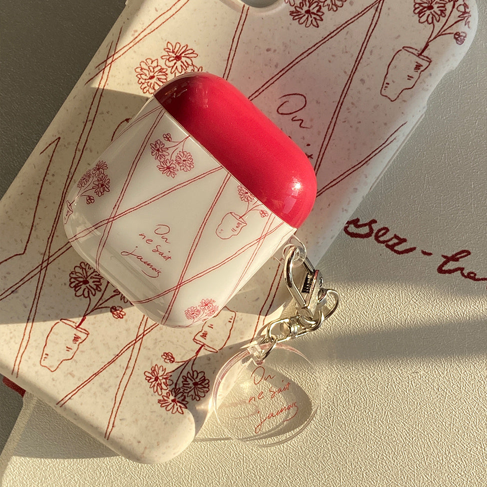 red french flower Airpods case