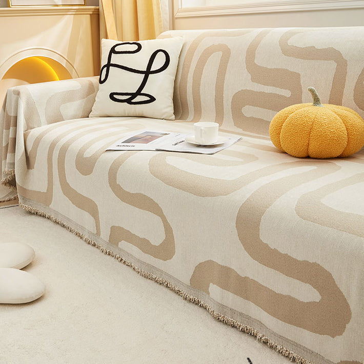 3color reversible ethnic line sofa cover