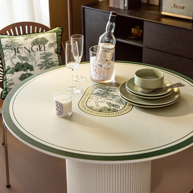 2color green retro forest round table mat