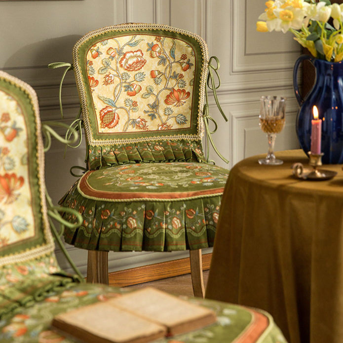 green retro flower chair cover & cushion