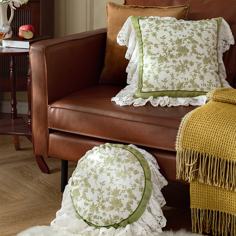 french flower velvety frill cushion