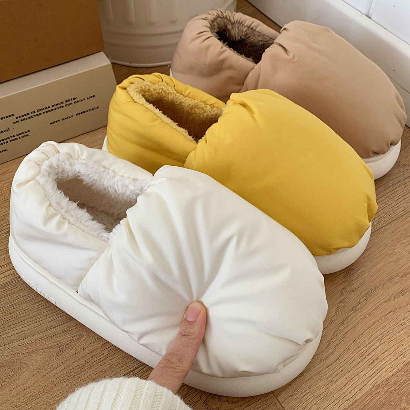 4color cotton cushion roomshoes