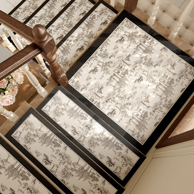 black toile de Jouy step mat