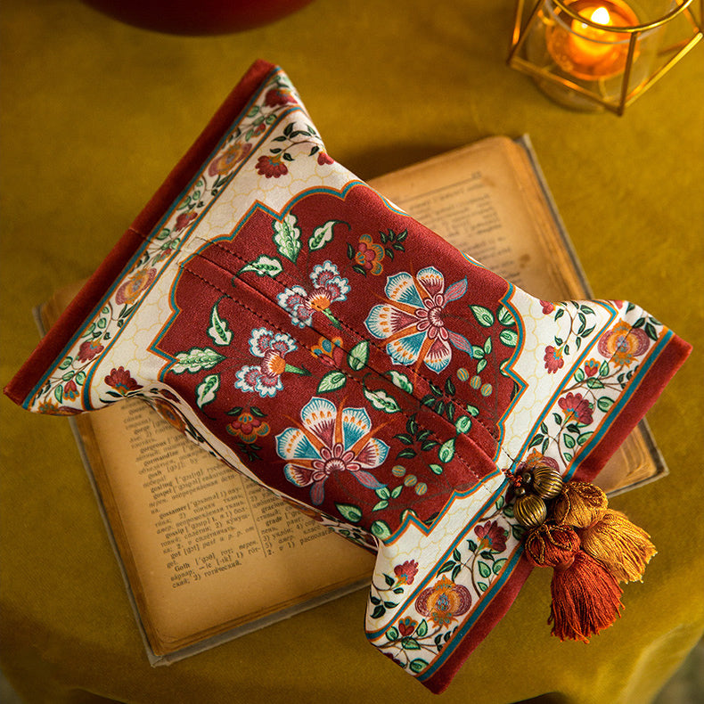 dark red vintage flower tissue case