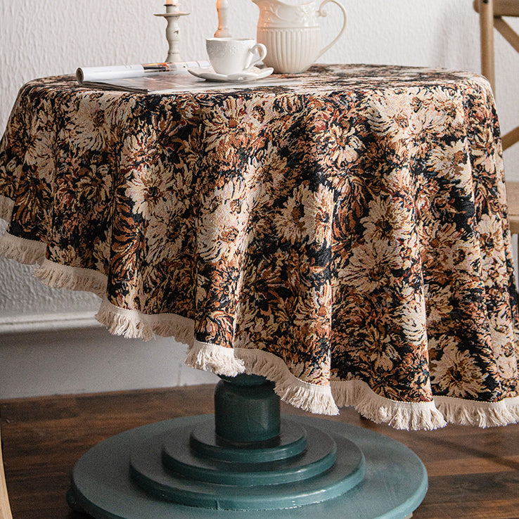 french brown flower table cloth