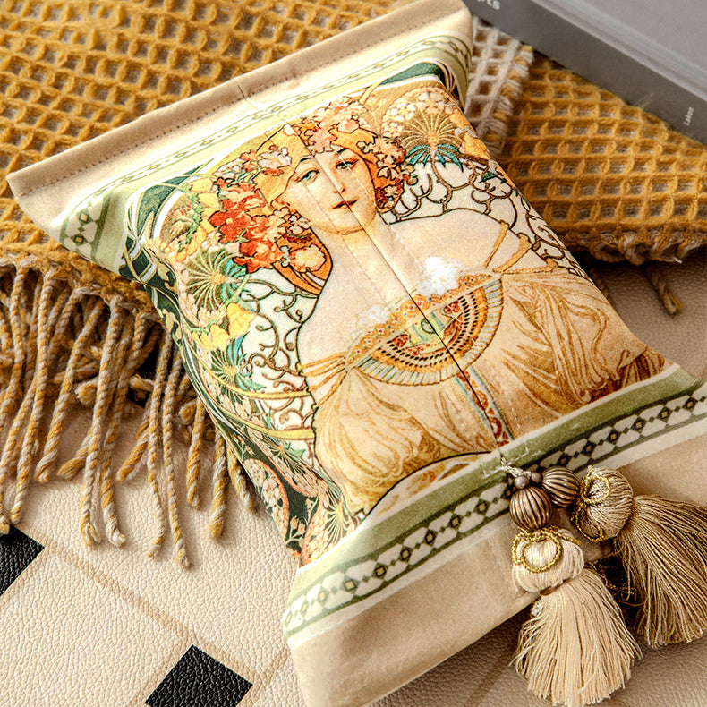 mucha whispers logo tissue case