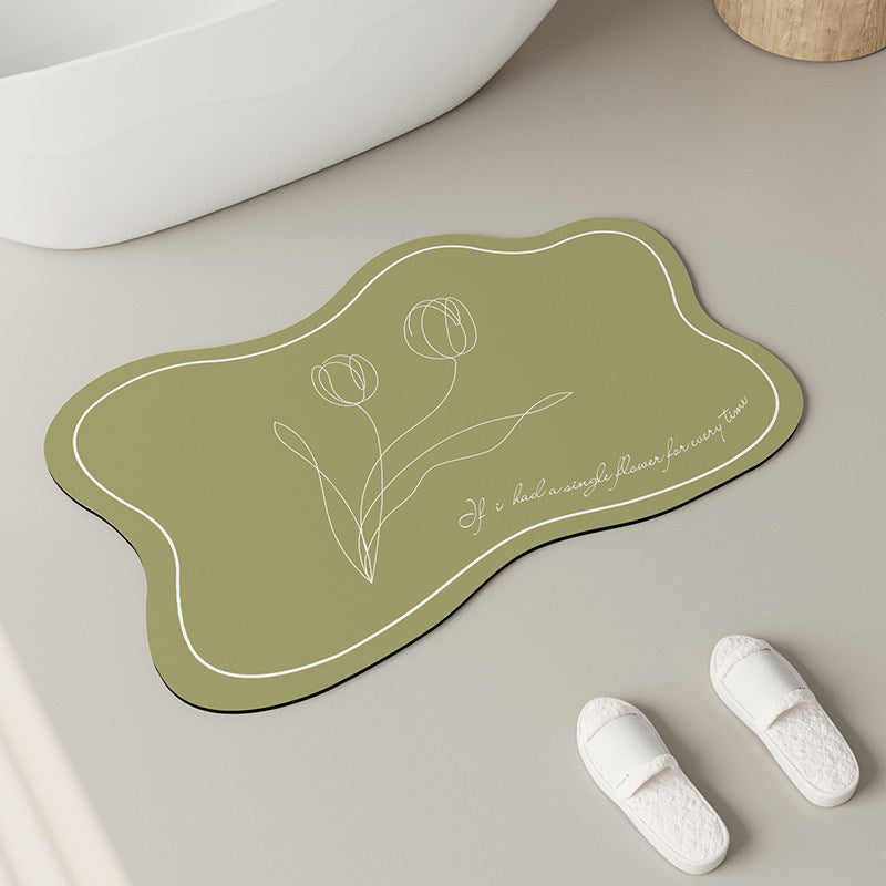6color drawing tulip bath mat