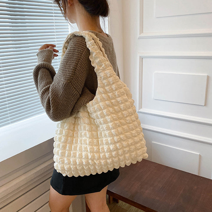 5color square puff handbag