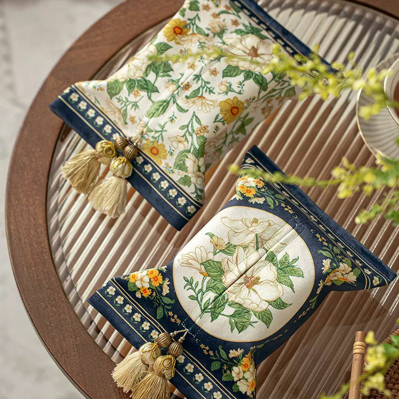 2design navy retro flower tissue case