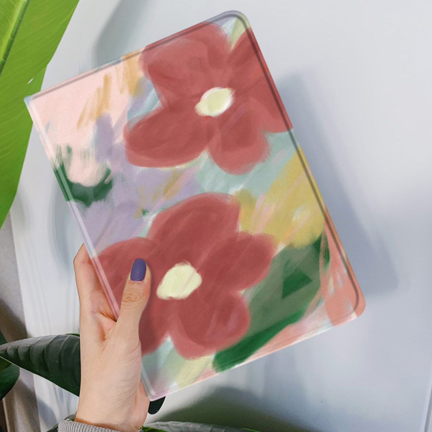 red flower ink iPad case