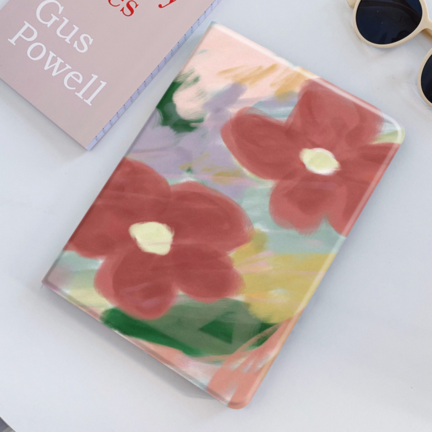 red flower ink iPad case