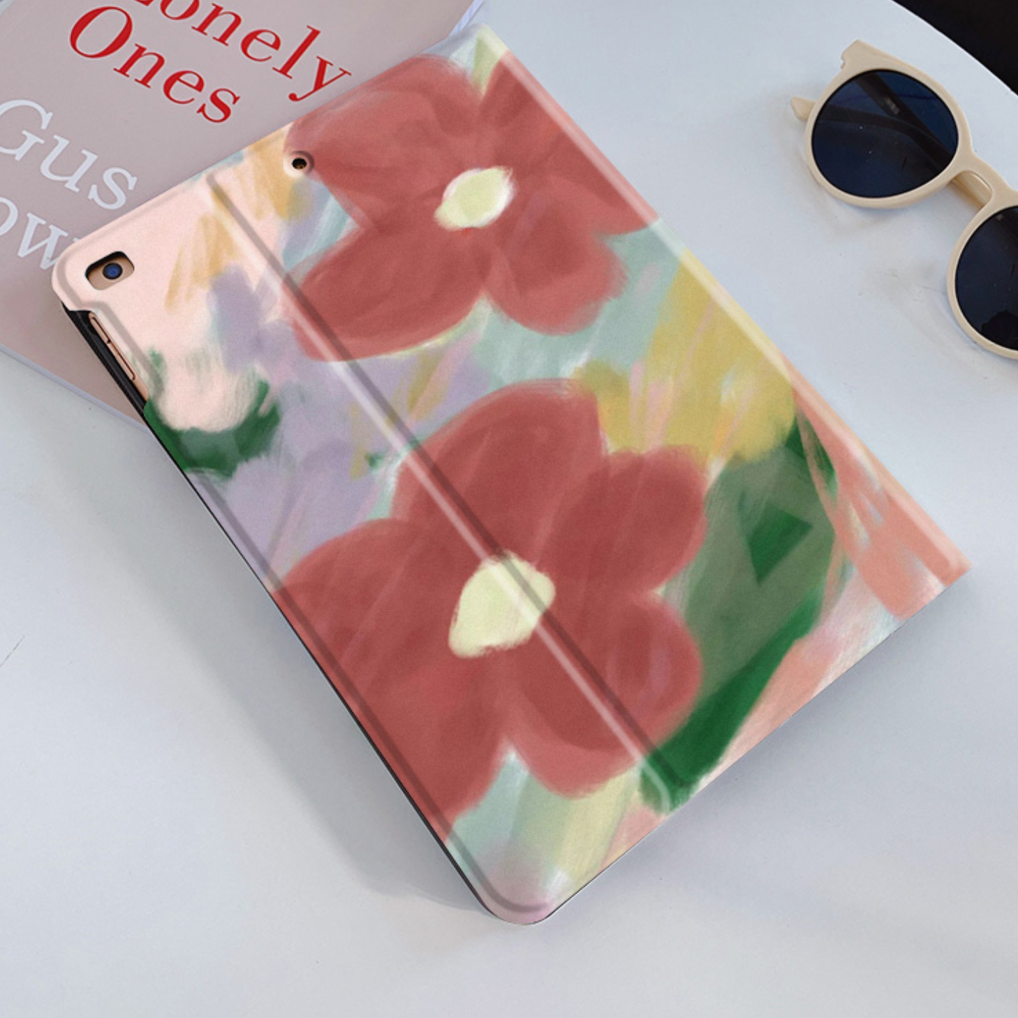red flower ink iPad case