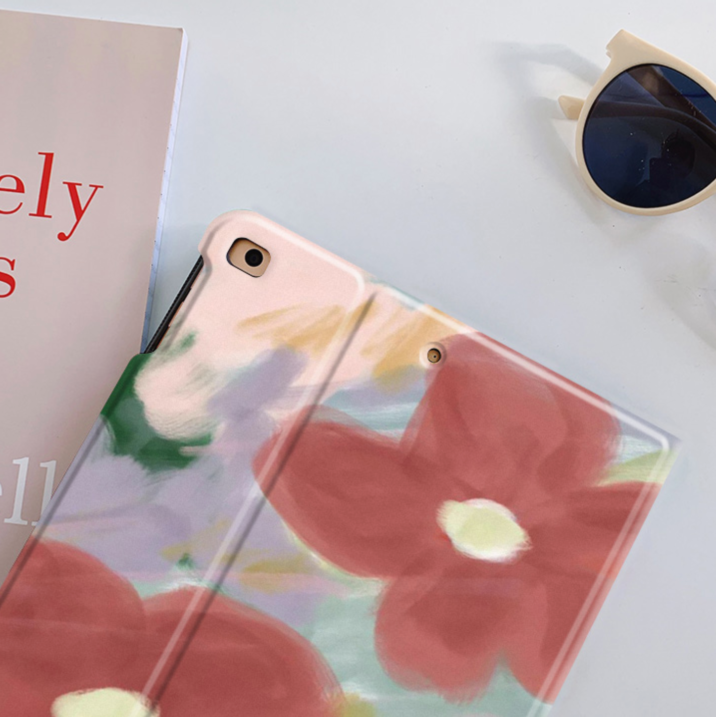 red flower ink iPad case
