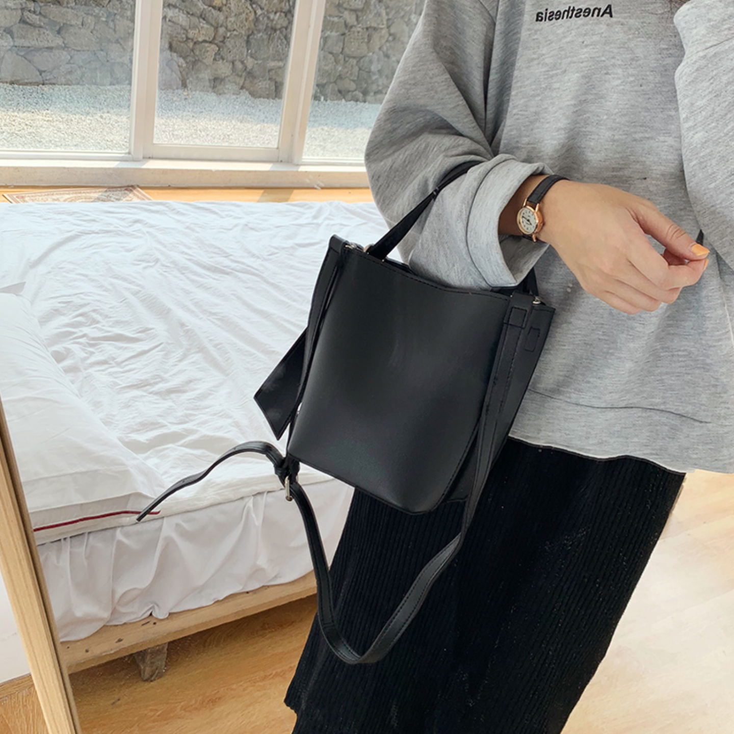 2way mini fake leather bag(2colors)