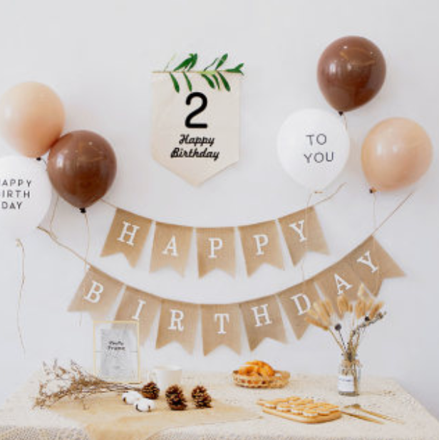 kids birthday brown balloon set
