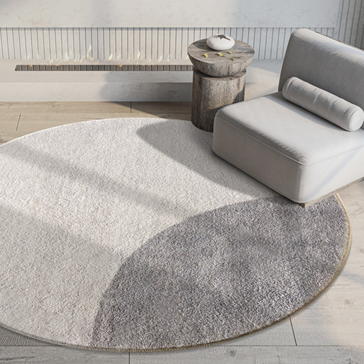 gray 2design round carpet