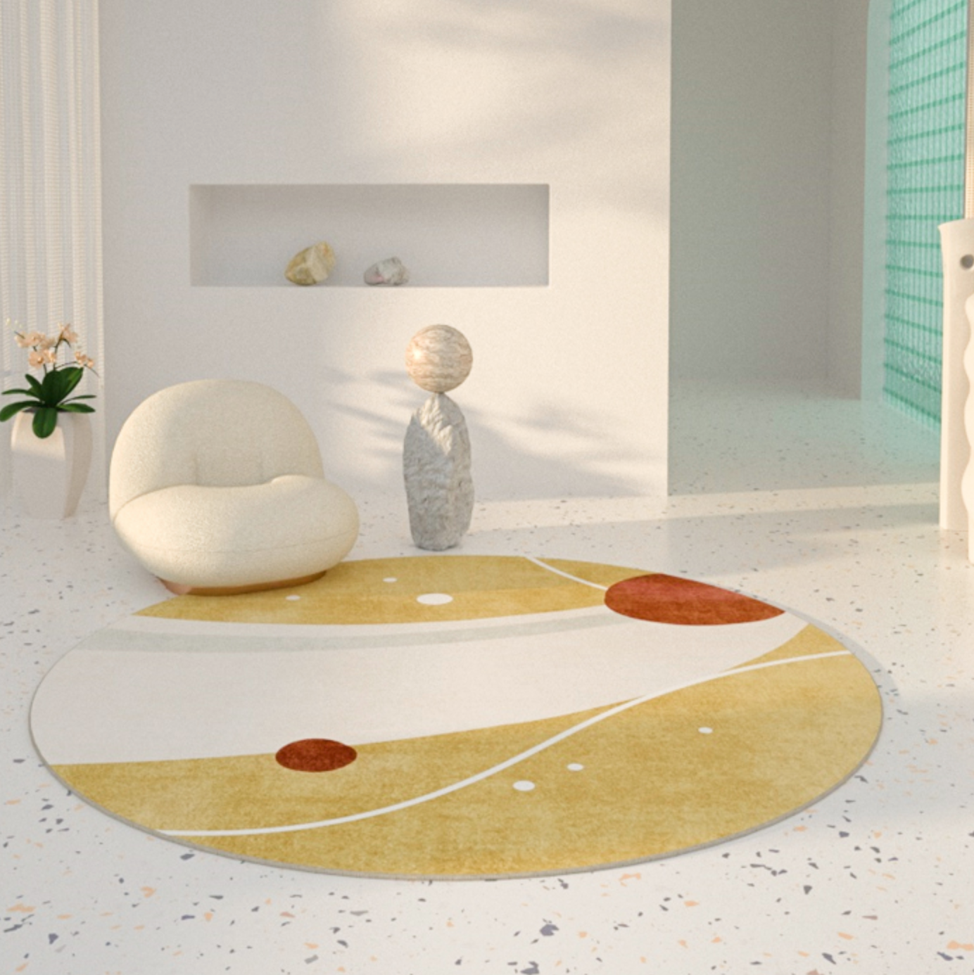 nordic abstract round mat