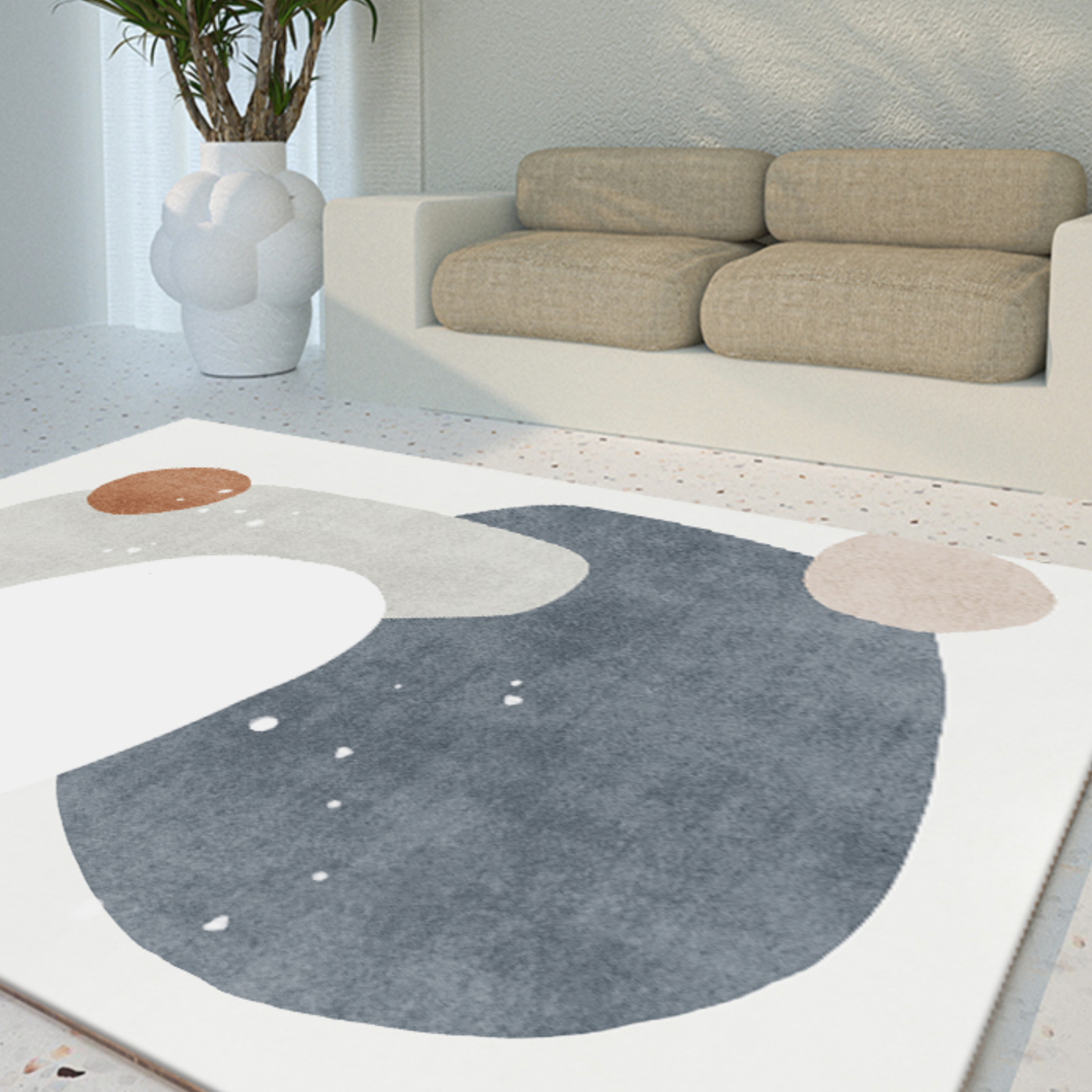 【即納】blue motif 3design square carpet / 80×160cm , A