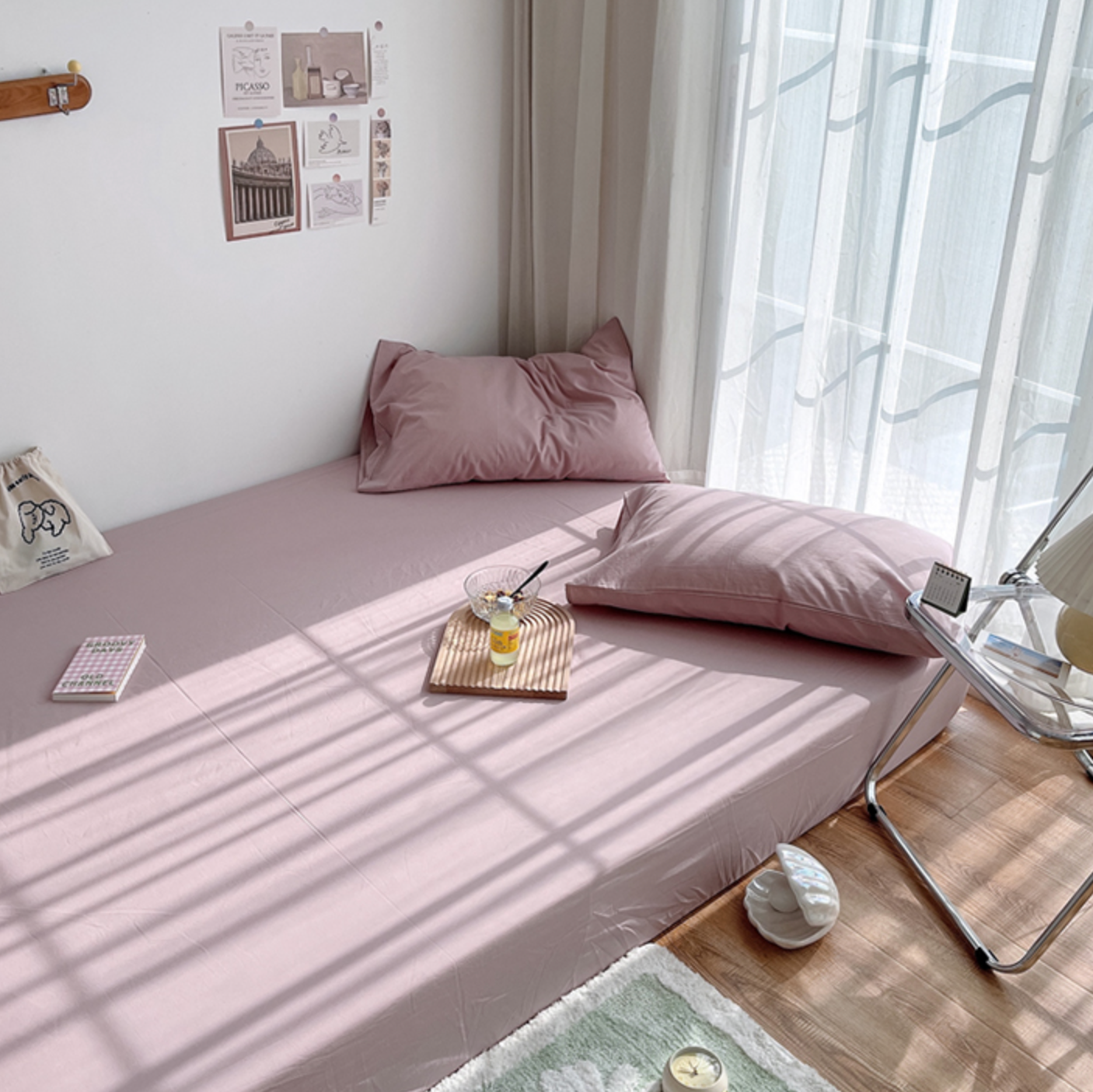 【大人気】19color simple mattress sheet & pillow sheets set