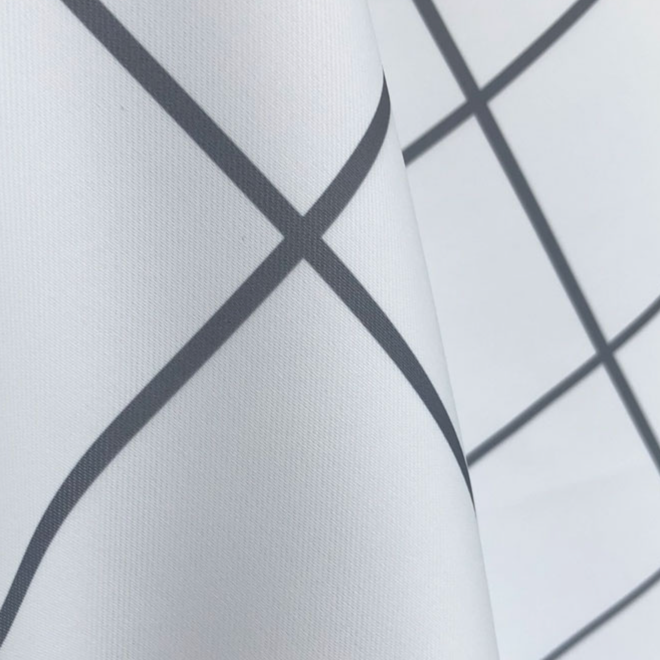 gray check curtain