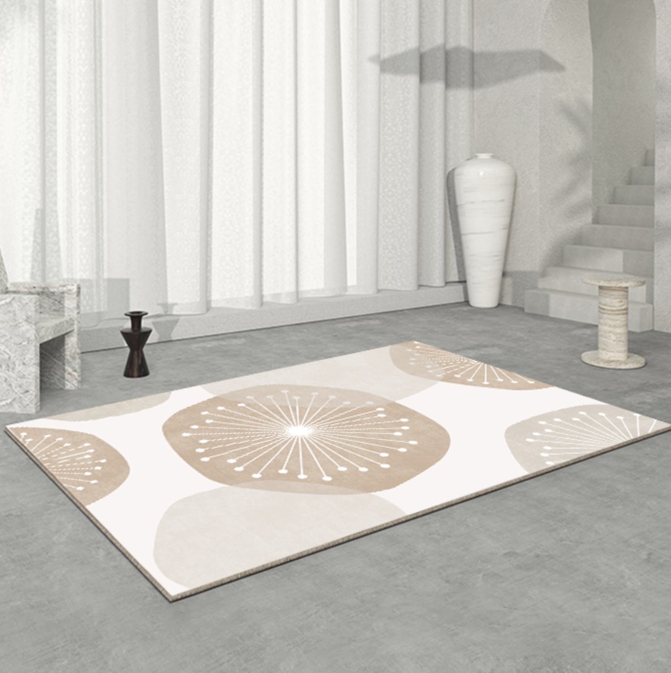 stone motif 4design square carpet
