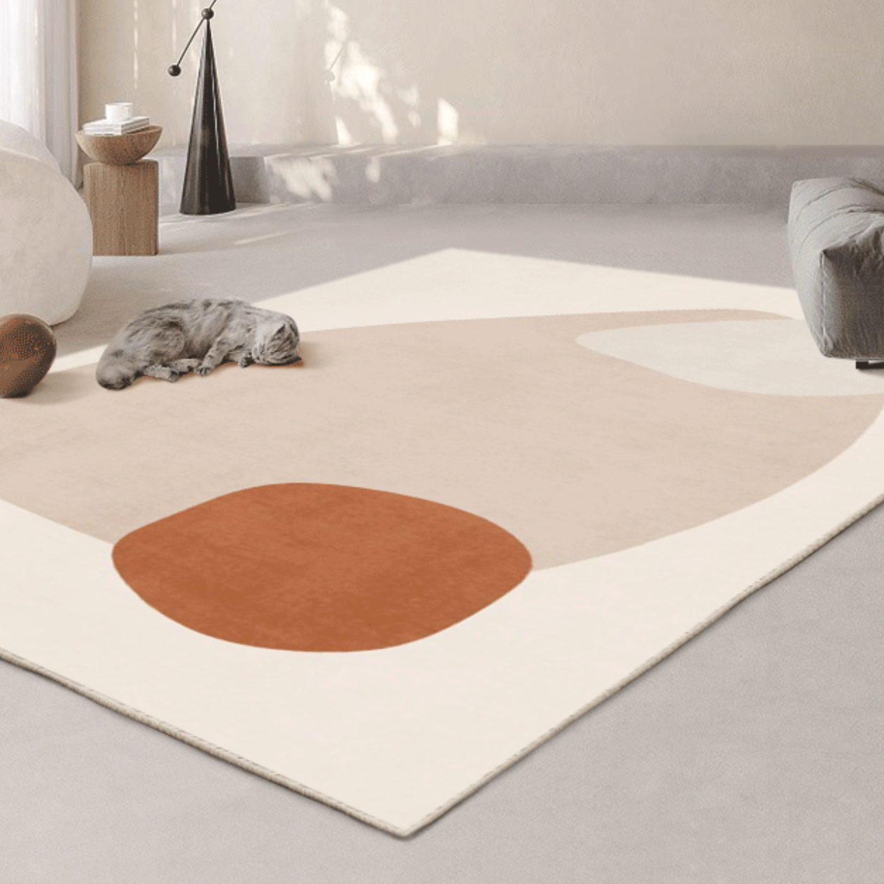 flower beige 4design square carpet