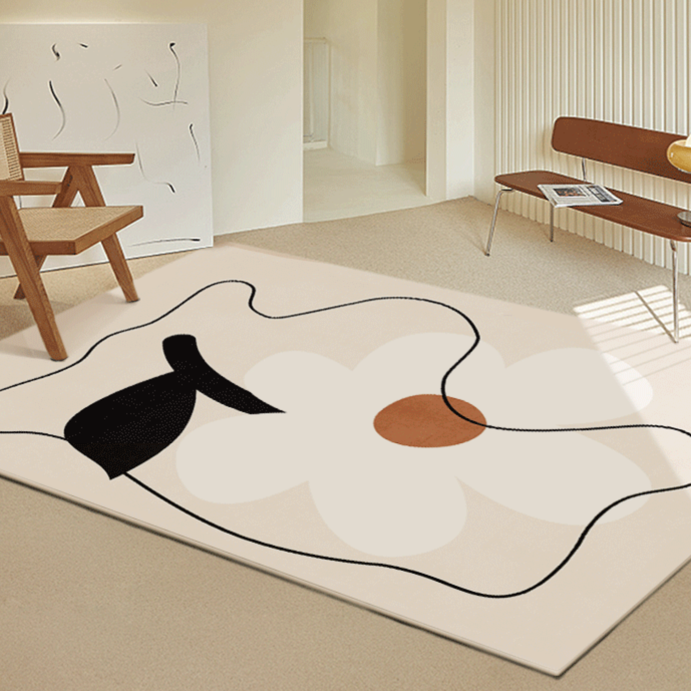 flower beige 4design square carpet