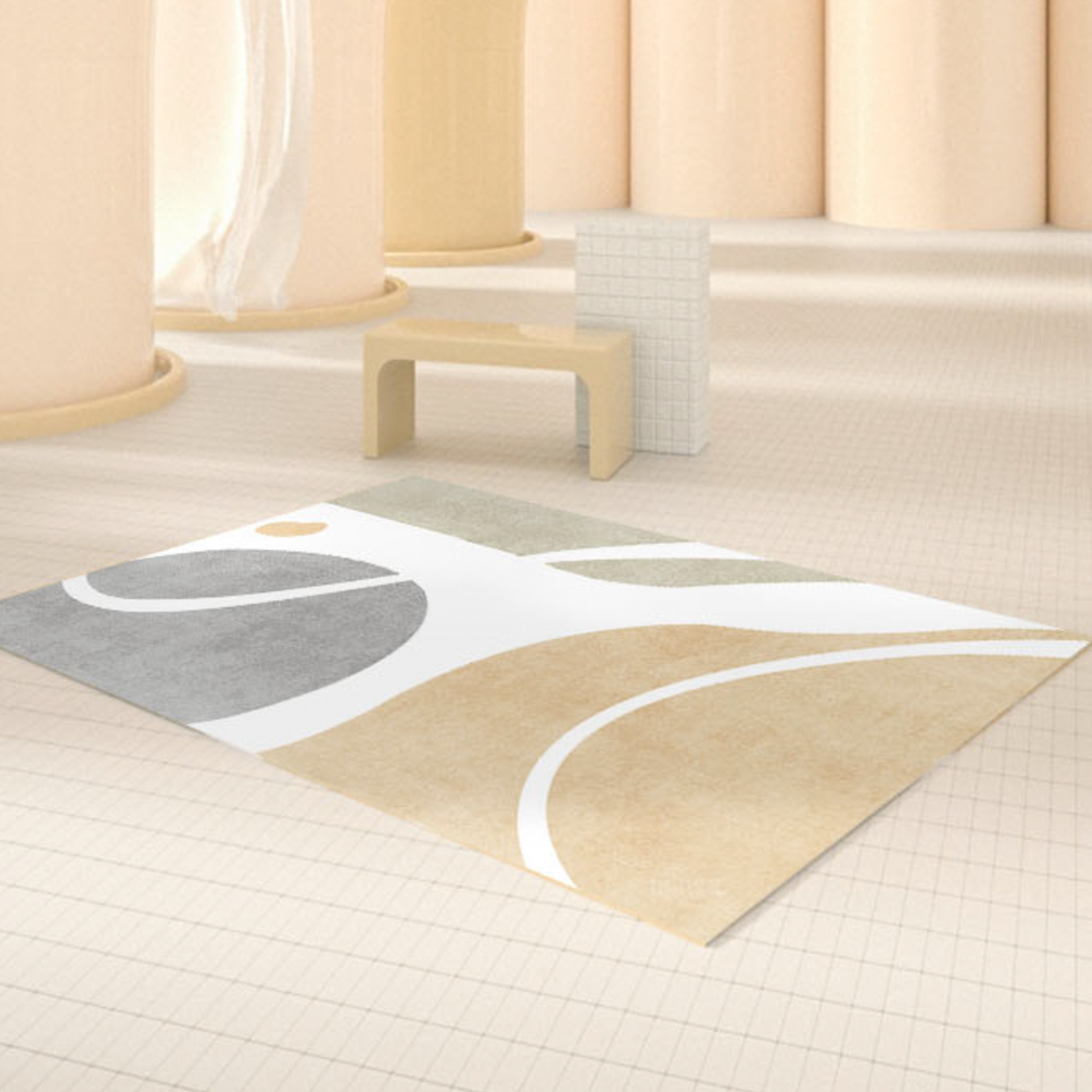 yellow stream square carpet