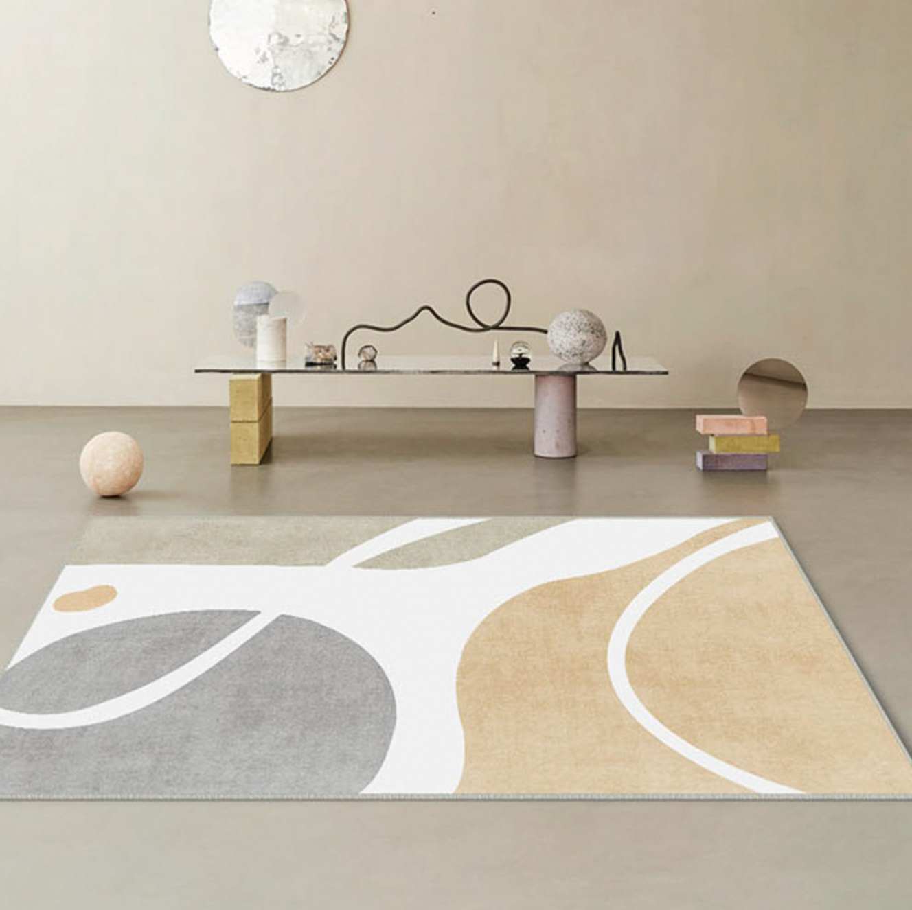 yellow stream square carpet