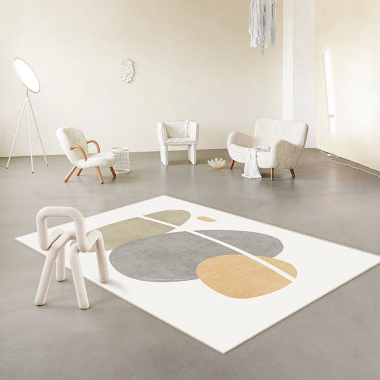 yellow stream square carpet