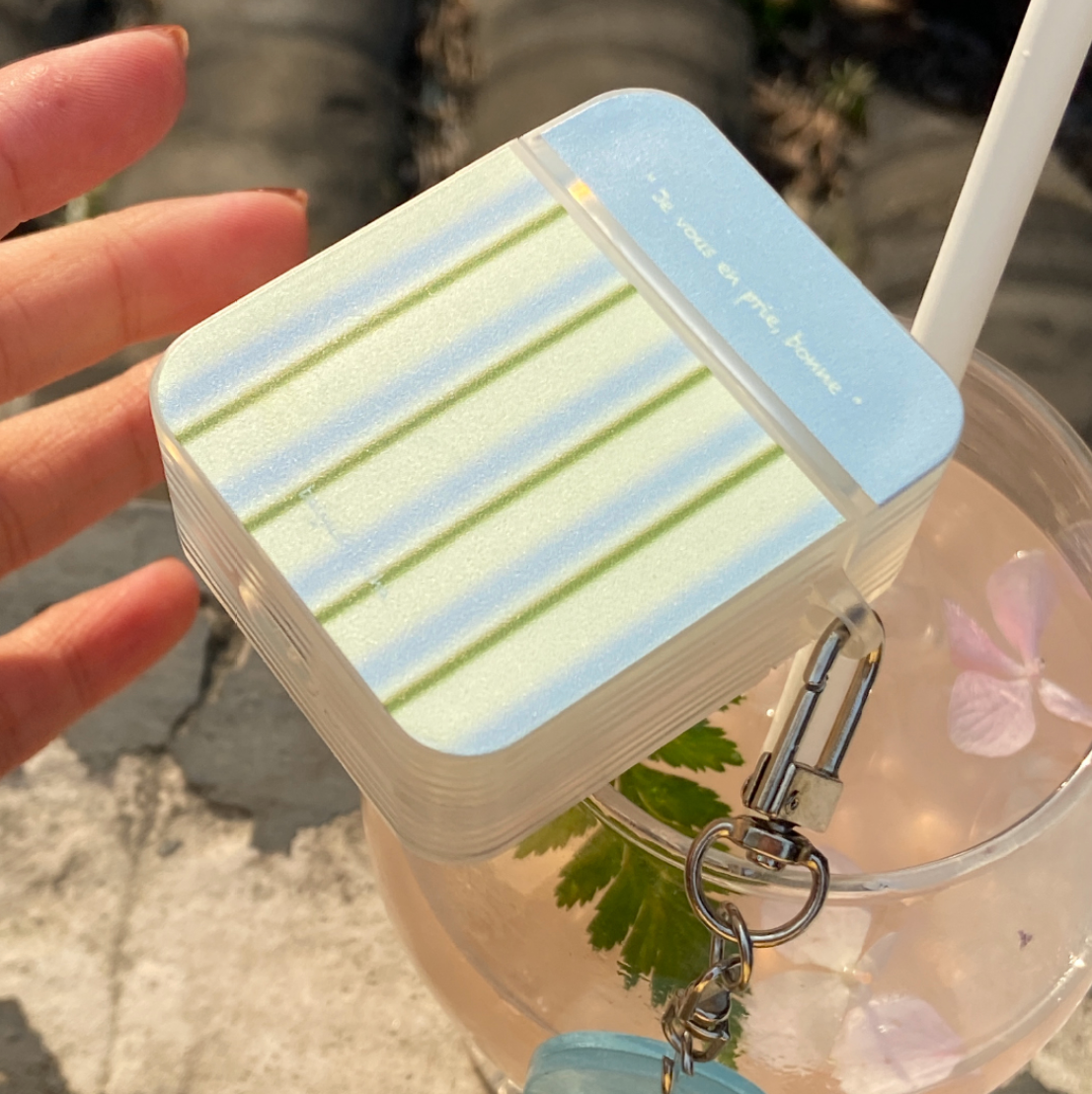blue × green stripe Airpods case