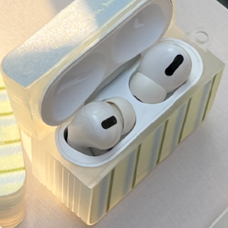 blue × green stripe Airpods case